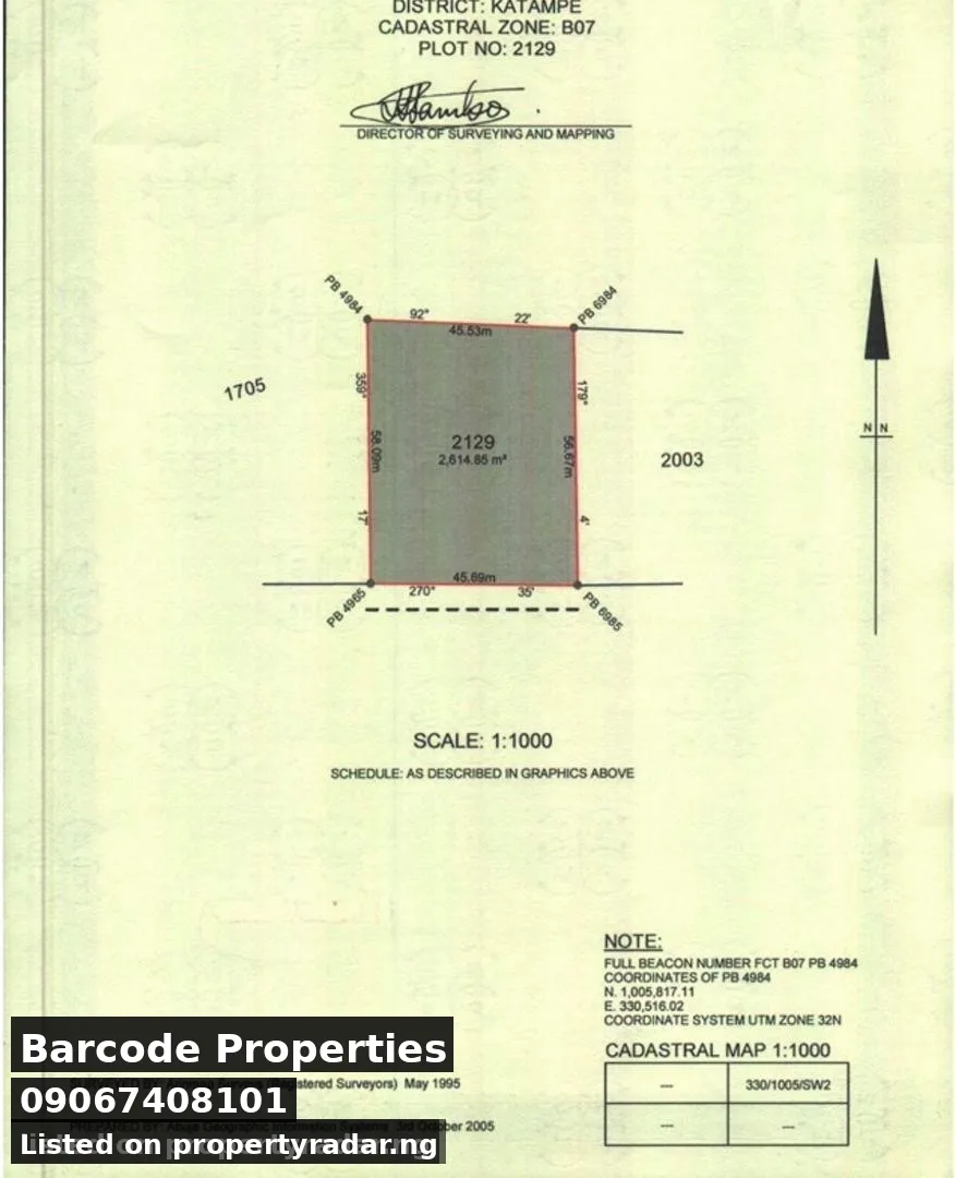 Land In Katampe For Sale in Abuja (FCT)
