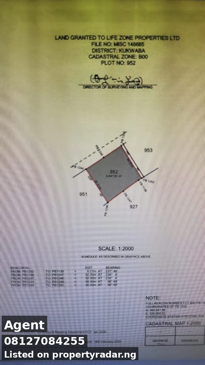 Land In Kukwaba For Sale in Abuja (FCT)